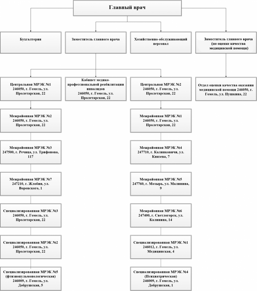Структура учреждения – Гомельская областная медико-реабилитационная  экспертная комиссия